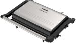 Grill e Sanduicheira Elétrica Potentcia 1000W Inox Antiaderente Luz indicativa Alça segura (CROMADO)