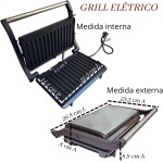Grill e Sanduicheira Elétrica Potentcia 1000W Inox Antiaderente Luz indicativa Alça segura (CROMADO) - Imagem 2