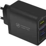 Gshield Carregador de Parede Universal Turbo Triplo 3 Portas USB A, Potência de até 18W Fast Charge e Qualcomm 3.0 (Preto)
