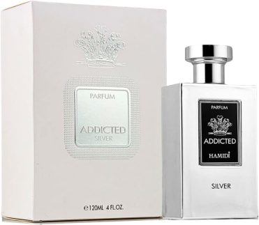 Hamidi ADDICTED SILVER EDP Spray 120 ml (113 g) Uma fragrância intensa e de longa duração, perfume para homens, perfume para mulheres.