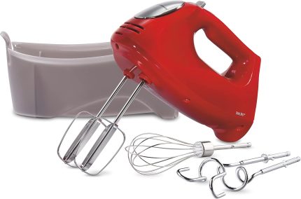 Hamilton Beach Misturador De Mão Elétrica, Batedores E Batedor, Com Estojo De Armazenamento Snap-On, Vermelho 6 Velocidades