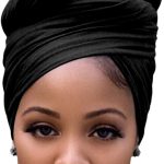 Harewom Envoltórios de cabeça para mulheres negras lenço elástico longo cabelo africano envoltório turbante faixa de cabeça jersey