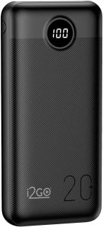 I2GO, Carregador Portátil (Power Bank) Ultra Rápido 20000mAh, Power Delivery 20W, 2 Saídas USB + 1 Saída/Entrada USB-C, Preto, i2GO PRO