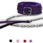 JOYMIN Colar gargantilha gótica de couro PU com corrente removível longa e durável ajustável para animais de estimação, roxo
