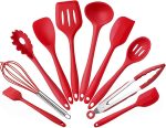 Jogo, Conjunto Kit de Utensílios Silicone Inox 10 Peças Para Cozinha