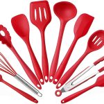 Jogo, Conjunto Kit de Utensílios Silicone Inox 10 Peças Para Cozinha