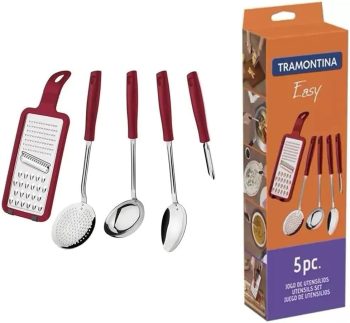 Jogo Utensilios Inox 5 peças Easy Vermelho - Tramontina