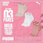 Kit 3 Pares de Meia Puma Feminina Cano Curto Academia Esportiva Original - Imagem 2