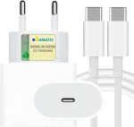 Kit Carregador Turbo 30W Tipo-C + Cabo USB-C para USB-C, compativel com Novo iPhone 16, 16 pro, 16 pro max, iPhone 15 pro max, iOS, Todos Dispositivos, Android Galaxy, Tablets, Notebooks, Tablets