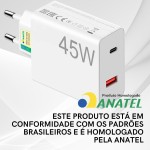 Kit Carregador Turbo 45W Ultra Rápido Tipo C e USB Com Carregamento Rápido + Cabo Tipo C Compatível Com Todos Aparelhos USB-C Qualidade Premium - Imagem 2