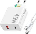 Kit Carregador Turbo 45W com Cabo Tipo-C, Fonte USB-C Bivolt Homologada pela Anatel, Carregador Rápido para iPhone, Android, Xiaomi e Tablets