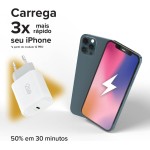 Kit Carregador de Parede Ultra Rápido com 1 Saída USB-C Power Delivery 20W + Cabo iPhone/Lightning + USB-C i2GO Certificado MFi 1,5m 3A Branco - Imagem 2