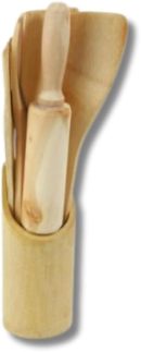 Kit Utensílios de Bambu para Cozinha Premium 6 Peças – Design Minimalista, Antirrisco e Durabilidade Profissional