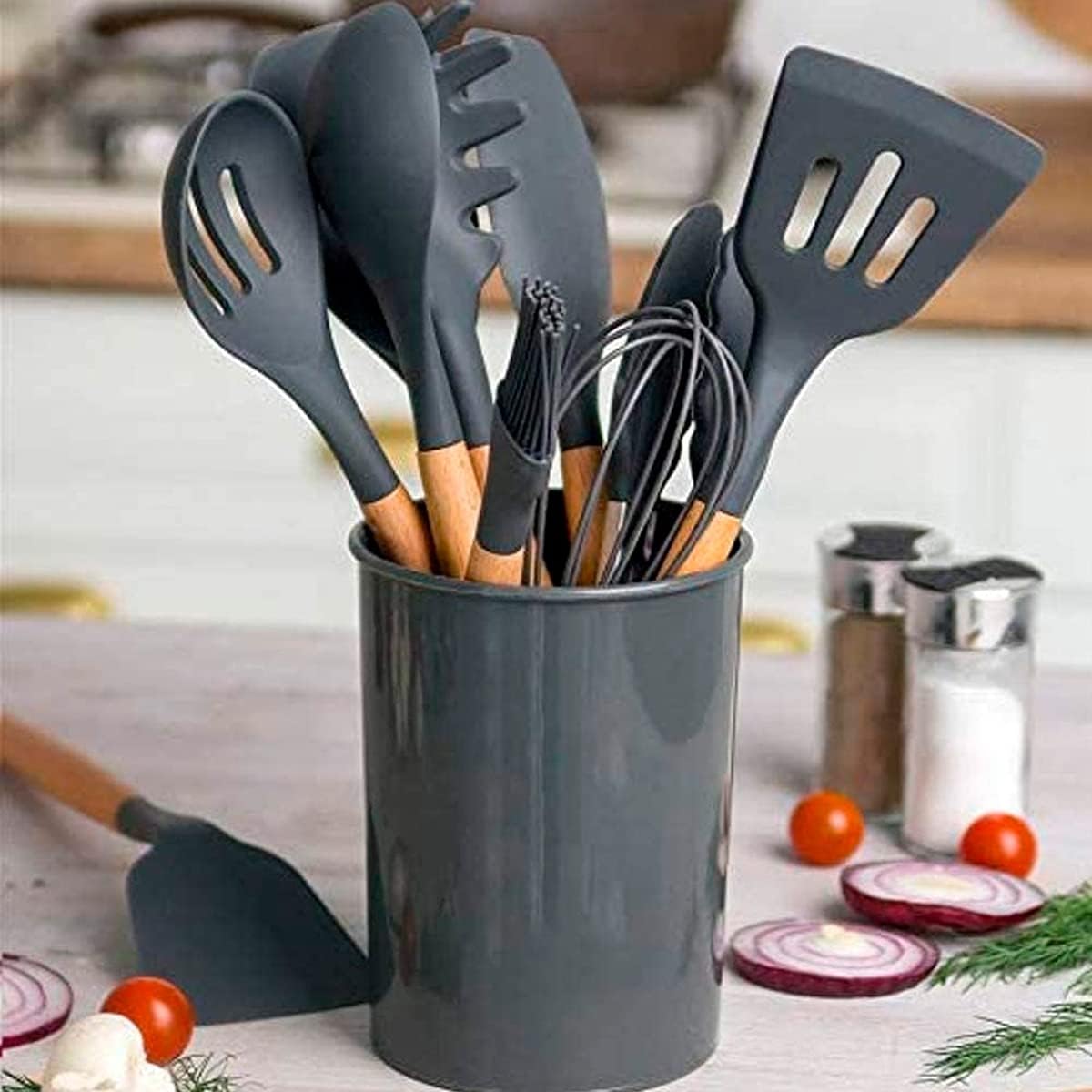 Kit-Utensilios-de-Cozinha-de-Silicone-12pcs-CSuporte-Florida-Cinza.jpg Kit Utensílios de Cozinha de Silicone 12pcs C/Suporte Flórida- Cinza Grafite