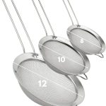 Kit com 3 Peneiras de Cozinha Inox com Alça – Tamanhos 8cm, 10cm e 12cm – Para Coar, Peneirar e Lavar Alimentos com Facilidade - Premium