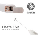 LYOR - Mini Mixer Misturador Elétrico para Bebidas - Inox e Plástico Branco - Eficiente e Compacto para Batidas e Misturas Rápidas - Imagem 2