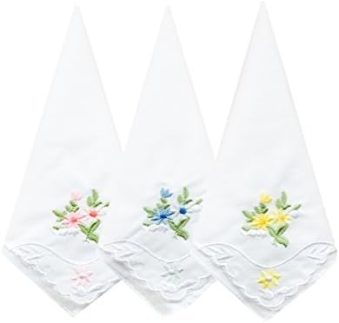 La closure Women's Pretty Embroidery White Handkerchief Hankies