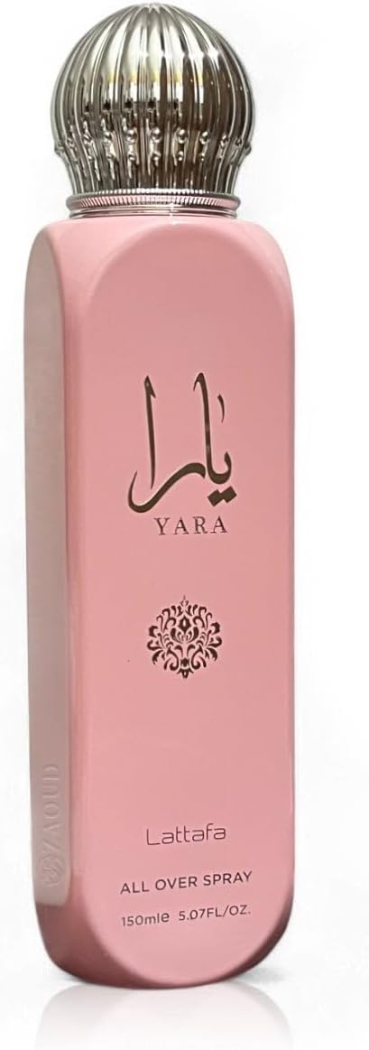 Lattafa-Yara-All-Over-Spray-150-ml-–-Perfume-floral.jpg Lattafa Yara All Over Spray 150 ml – Perfume floral para mulheres | tangerina, heliotrópio, Gourmand Accord e sândalo | Fragrância de longa duração para corpo, cabelo e roupas