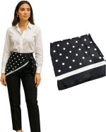 Lenço de Seda Cetim Feminino Estampado Poá Vintage | Acessório para Cintura, Pescoço, Cabelo e Bolsa | Toque Macio e Acetinado (VARIAÇÃO DE COR)