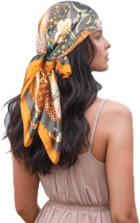 Lenço de cabeça de 68 cm como lenço de seda para mulheres lenço bandana quadrado envolvente de cabelo