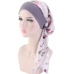 Lenço de cabeça de quimioterapia pré-amarrado para mulheres, gorros, estampa de câncer, bandana slip on, headwrap caveira, turbante, boné - Imagem 2