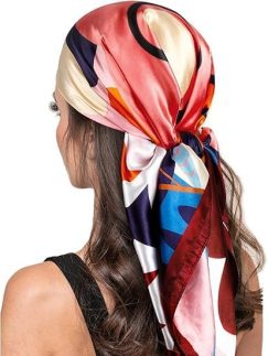 Lenço de cabeça quadrada de cetim moderno: Cachecóis leves de seda de 89 cm - Lenço de pescoço bandana de luxo para mulheres