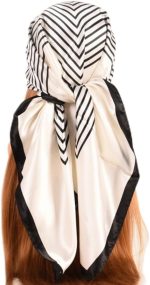 Lenços de cabeça quadrados grandes de cetim de 89 cm, bandanas para mulheres, lenço de cabeça estampado na moda, como lenços de cabelo de seda para mulheres, xaile