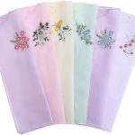 Lenços femininos de algodão com flores bordadas com renda, lenços vintage de renda floral para festa de casamento (6 cores), Colorido., M