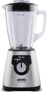 Liquidificador Arno Ultraforce 1400W LN92, Inox, com 6 Lâminas Powelix Pro, Jarra de Vidro de 2.2L, Resistente a Choque Térmico e Tecnologia Limpa Fácil, 110V