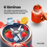Liquidificador Portátil 4Leader USB para Shakes, Smoothies, Suco e Whey – Copo 400ml Recarregável com Lâminas Inox, Ideal para Academia, Viagens, Escritório e Uso Diário - Imagem 2