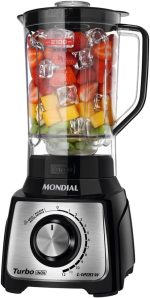 MONDIAL Liquidificador Turbo, Preto/Inox, 1200W, 220V - L-1200 BI