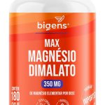 Max Magnésio Dimalato, 350mg de magnésio elementar por dose, 180 cápsulas, Biogens