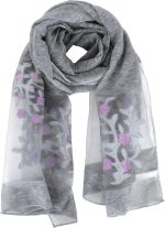 Minache Lenço longo de chiffon bordado feminino verão outono xale saída de praia