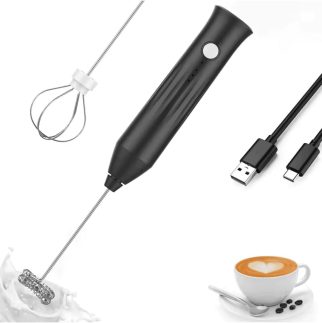 Mini Mixer Batedor Elétrico Portátil, 3 Velocidades, Recarregável USB, 31cm, com 2 Batedores