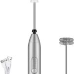 Mini Mixer Elétrico Portátil, 3 Velocidades, Batedor Fouet Inox, Recarregável USB, Misturador para Bebidas e Ovos