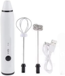 Mini Mixer Elétrico Portátil Recarregável USB – 3 Velocidades | Batedor de Ovos, Leite e Café | Potente e Prático