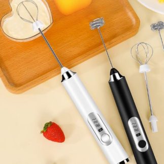 Mini Mixer Elétrico Recarregável - 3 Velocidades, Batedor Fouet Inox, USB, Portátil e Silencioso para Shakes, Cappuccino e Bebidas Cremosas