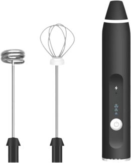 Mini Mixer Elétrico Recarregável 3 Velocidades com Batedor Fouet e Cabo USB 31 cm Inox