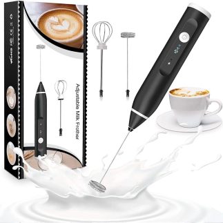 Mini Mixer Elétrico Recarregável USB Batedor de Ovos e Bebidas com Indicador de Carga 2 Hastes Misturadoras e Controle de Velocidade