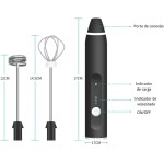 Mini Mixer Elétrico Recarregável USB Batedor de Ovos e Bebidas com Indicador de Carga 2 Hastes Misturadoras e Controle de Velocidade - Imagem 2