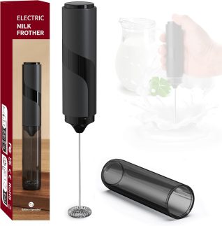 Mini Mixer Fuê, Misturador de Bebidas Portátil, Batedor e Espumador de Leite Sem Fio a Pilhas, Com Tampa, Para Café, Latte, Matcha, Chocolate Quente, Premium