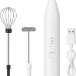 Mini Mixer Misturador Elétrico Recarregável com 3 Velocidades Prático para Ovos Shakes e Bebidas Cremosas (Branco)
