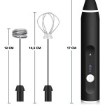 Mini Mixer Portátil Batedor USB Recarregável Misturador Elétrico 3 Velocidades, com 2 Pontas em Aço Inox, 17cm, Espumador de Leite e Café, Batedor de Ovos, para Molhos, Whey e Outras Bebidas - Imagem 2