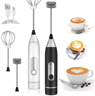 Mini Mixer Portátil Elétrico Recarregável USB, Espumador de Leite com 3 velocidades, Batedor de Ovos, Fuê Misturador de Bebidas, Café, Capuccino, Chantilly, Shake