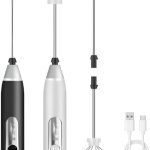 Mini Mixer Portátil Elétrico Recarregável – Misturador de Bebidas, Ovos, Café e Whey com Fuê Forte – Cor Sortida (Preto ou Branco)