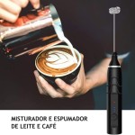 Mini Mixer Portátil Misturador de Bebidas Batedor Espumador de Leite USB Recarregável Cozinha Cafe Ovo - Preto - Premium - Imagem 2