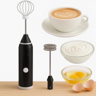 Mini Mixer Portátil USB Recarregável Misturador de Bebidas, Ovos e Leite – 3 Velocidades, 2 Batedores de Aço Inoxidável, Compacto e Leve para Cozinha, Café e Viagem (Preto)