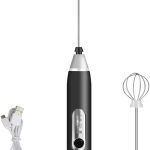 Mini Mixer Recarregável Batedor Espumador De Bebidas Batedor Ovos Fuê Portátil Elétrico (Preto)