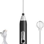 Mini Mixer Recarregável Sem Fio USB Inox Três Velocidades Espumador de Leite Bebidas Batedor de Ovos Portátil – Premium