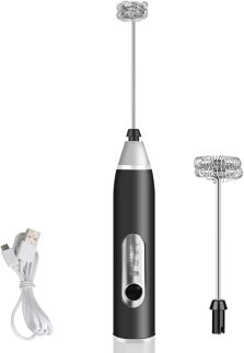 Misturador Bebidas Ovos Mini Mixer Fuê Portátil Elétrico Recarregável Sem Fio (Preto)